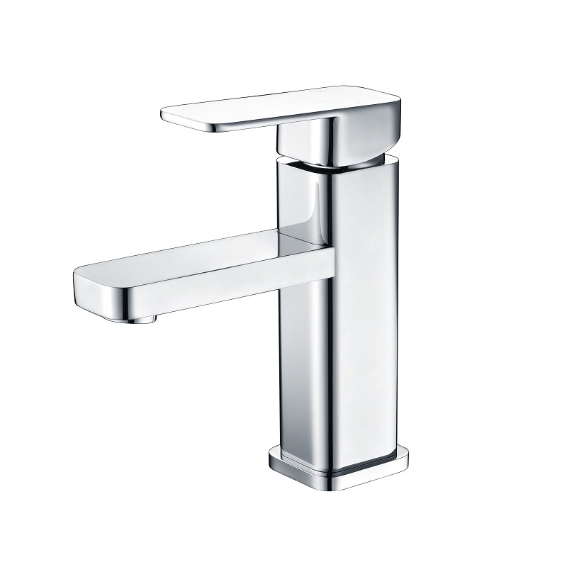 Single-Handle Square Chrome Basin Tap