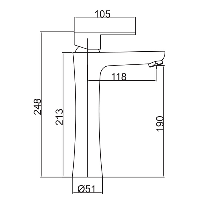 Traditional High-Rise Basin Mixer Tap