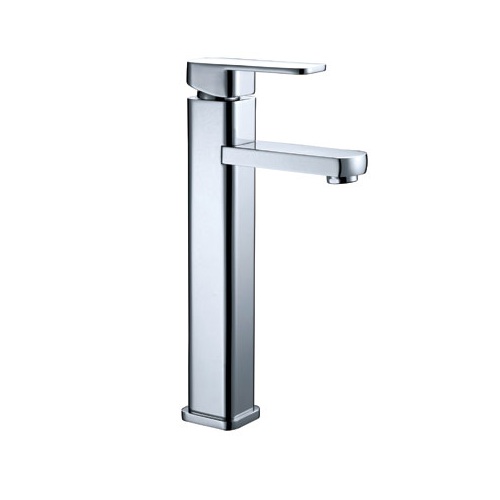 Single-Handle Tall Square Chrome Basin Tap